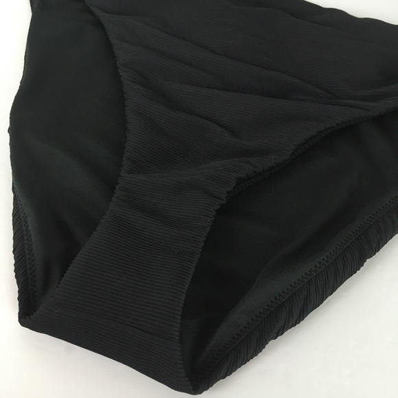 J. Crew Ribbed High-Rise Cheeky Bikini Bottoms in Black - Picture 2 of 9